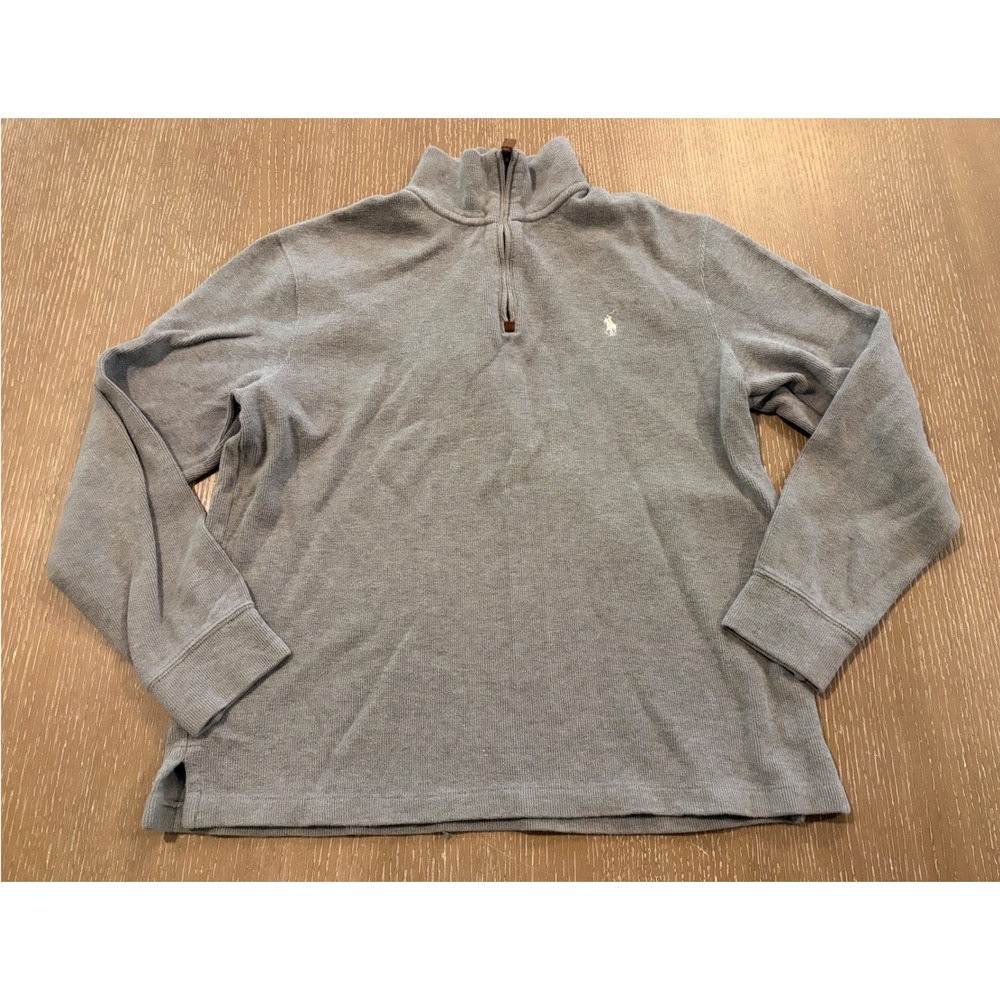 Polo Ralph Lauren Mens Small Grey 1/4 Zip Cotton Pullover Sweater Pony Logo